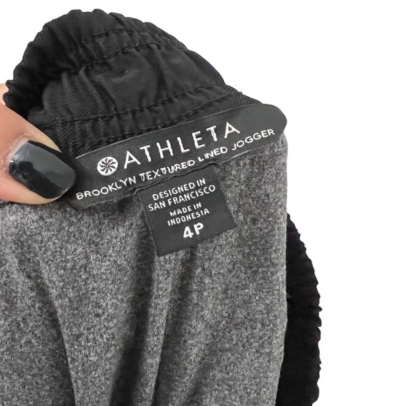 Athleta Womens Black Camo Brooklyn Textured Lined Jogger Pants Size 4 Petite - Picture 7 of 8